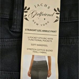 NEW Jachs Girlfriend New York Womens Straight Leg Ankle Pant 12 Black Quick Ship